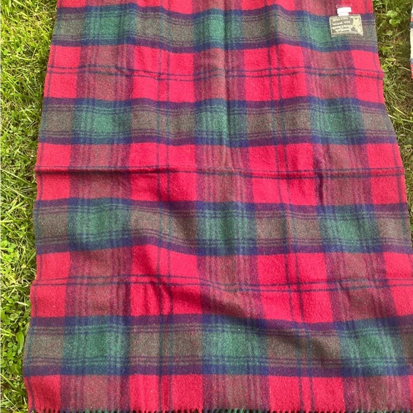 Vtg Scottish Glen Check Wool England Made Red Green Blanket Scarf Throw 46x35” - Picture 5 of 15